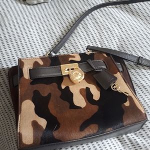 Michael by Michael Kors Hamilton calf hair camo print cross body women's purse
